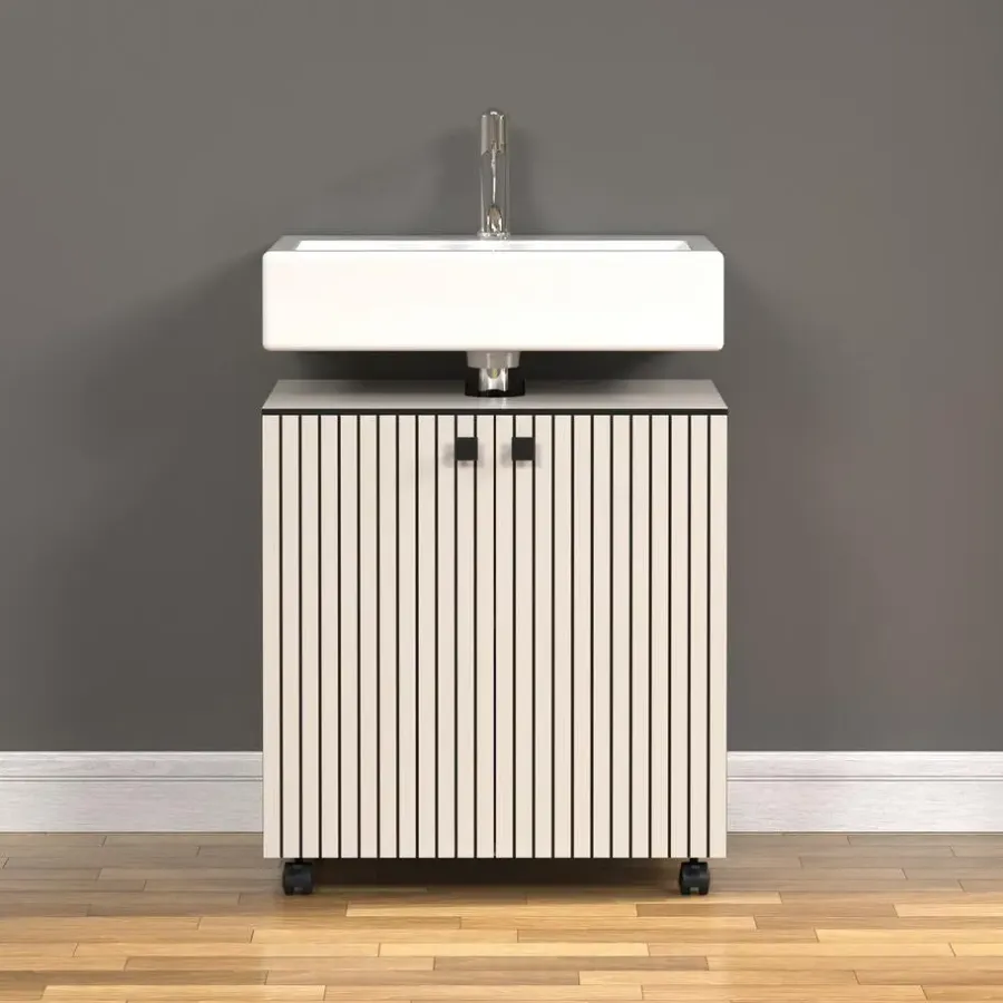Badmeubelsets-Calicosy - Onderkast met wielen, 2 deuren PUREBLISS - 42x60x64 cm
