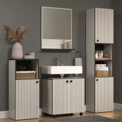 Badmeubelsets-Calicosy - Onderkast met wielen, 2 deuren PUREBLISS - 42x60x64 cm