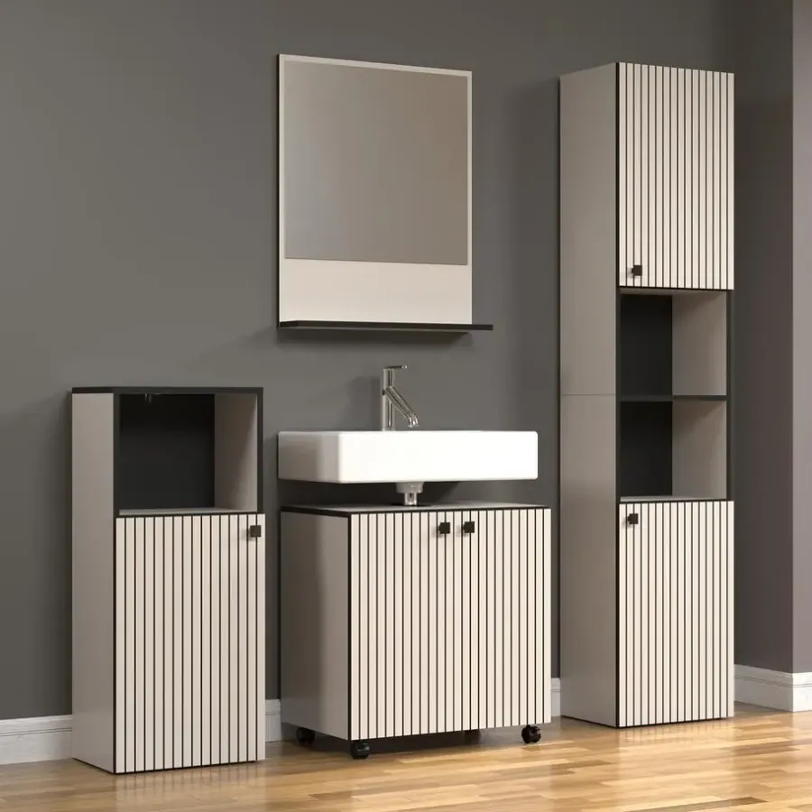 Badmeubelsets-Calicosy - Onderkast met wielen, 2 deuren PUREBLISS - 42x60x64 cm