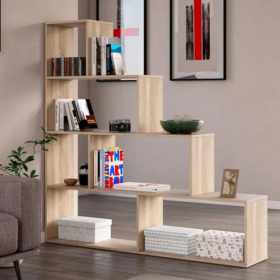 Boekenkasten|Boekenkasten-Calicosy - Opbergkast - Licht eiken - 145x145x29 cm