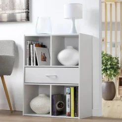 Boekenkasten|Boekenkasten-Calicosy - Opbergplank met 4 compartimenten - 29,5x62x80 cm