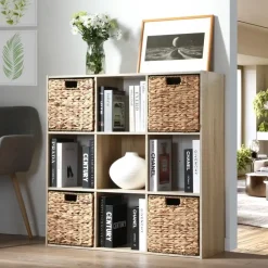 Boekenkasten|Boekenkasten-Calicosy - Opbergrek - Licht hout - 92.5x92.5x29.5 cm