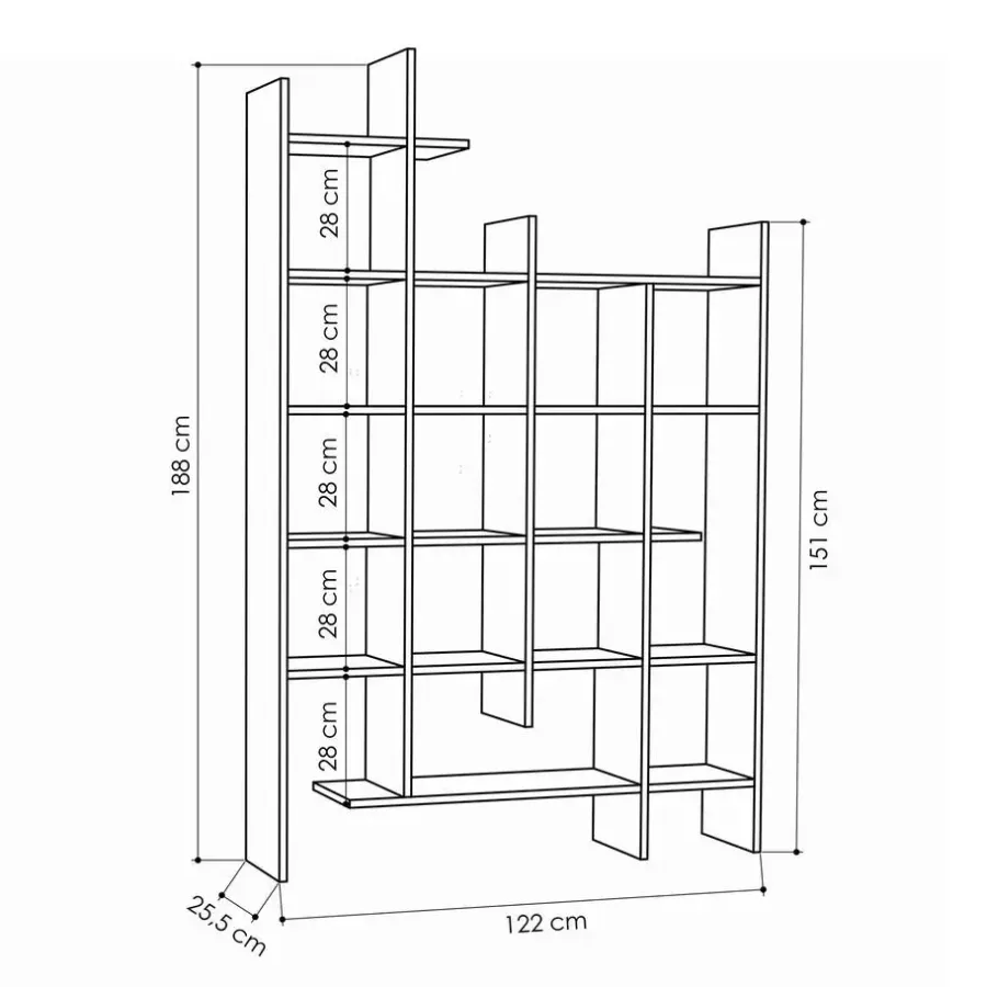 Calicosy - Rek MANCO - Wit - 188x122x25,5 cm