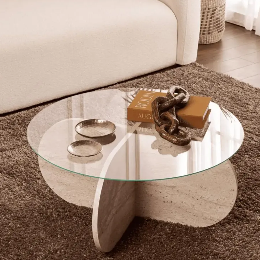 Salontafels-Calicosy - Salontafel AERIS - Travertijn - 35x75x75 cm