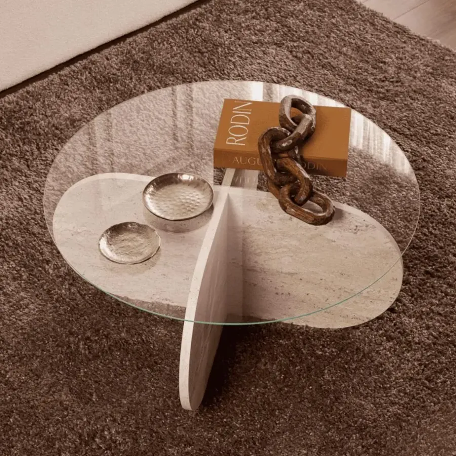 Salontafels-Calicosy - Salontafel AERIS - Travertijn - 35x75x75 cm