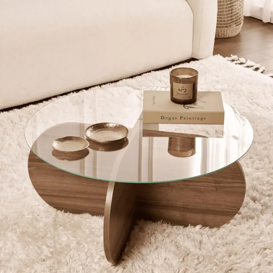 Salontafels-Calicosy - Salontafel AERIS - Walnoot - 35x75x75 cm
