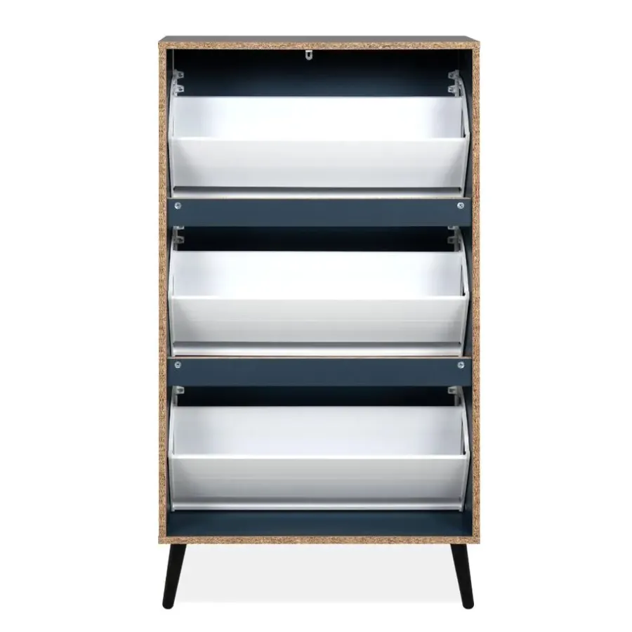 Calicosy - Schoenenkast VIGO - Alby blauw / zwart - 125x70x24 cm