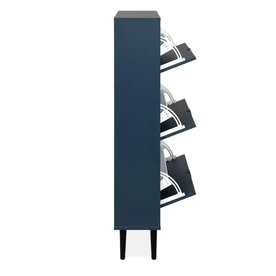 Calicosy - Schoenenkast VIGO - Alby blauw / zwart - 125x70x24 cm