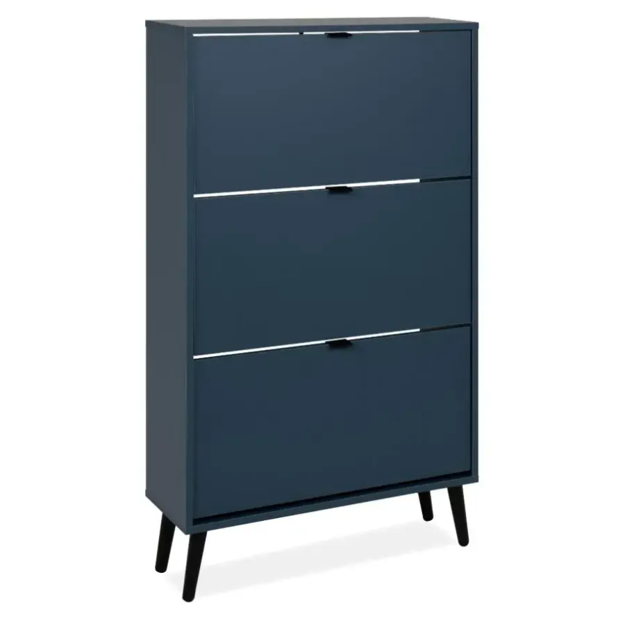 Calicosy - Schoenenkast VIGO - Alby blauw / zwart - 125x70x24 cm
