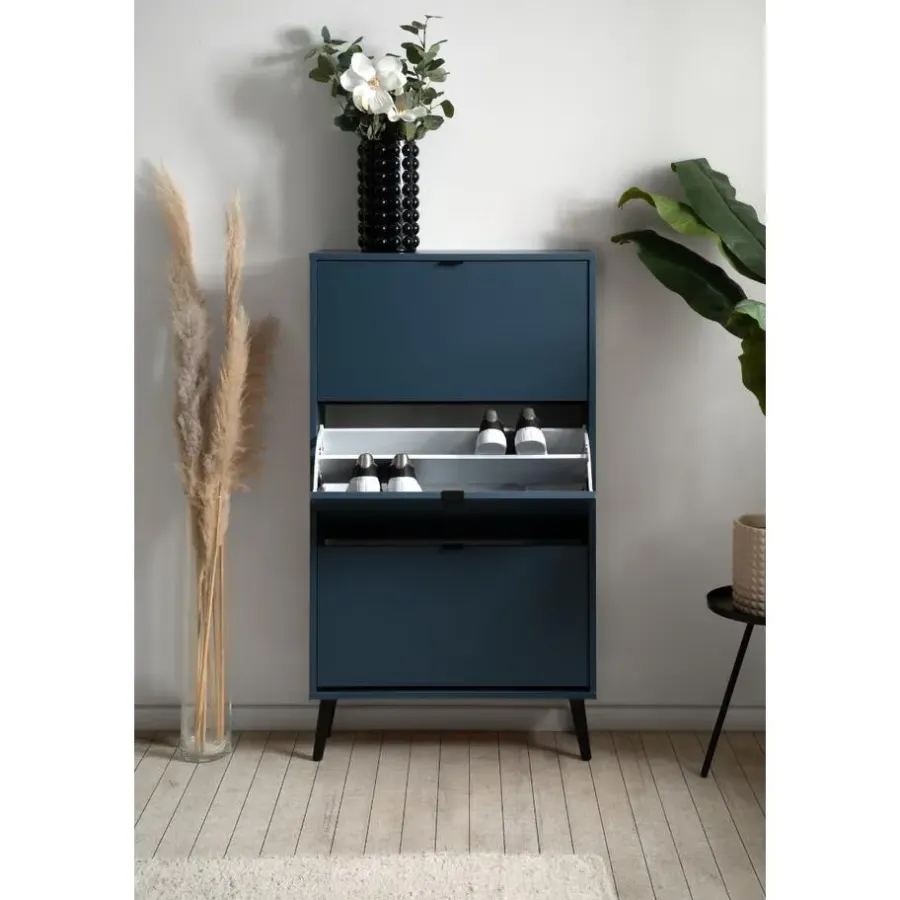 Calicosy - Schoenenkast VIGO - Alby blauw / zwart - 125x70x24 cm