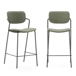 Calicosy - Set van 2 krukken met zwarte MAIKA - 51x44x66 cm