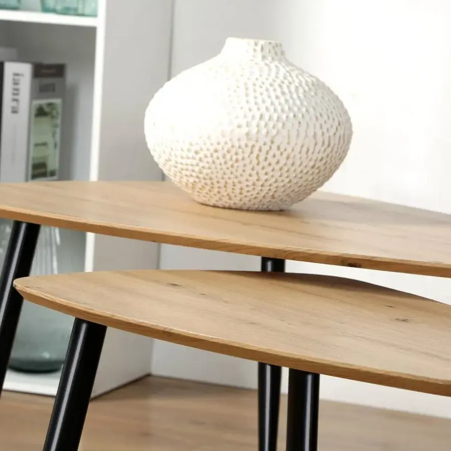 Salontafels-Calicosy - Set van 2 Salontafels - Licht hout - 42x80x60 cm
