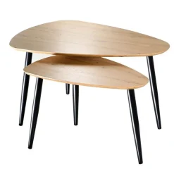 Salontafels-Calicosy - Set van 2 Salontafels - Licht hout - 42x80x60 cm