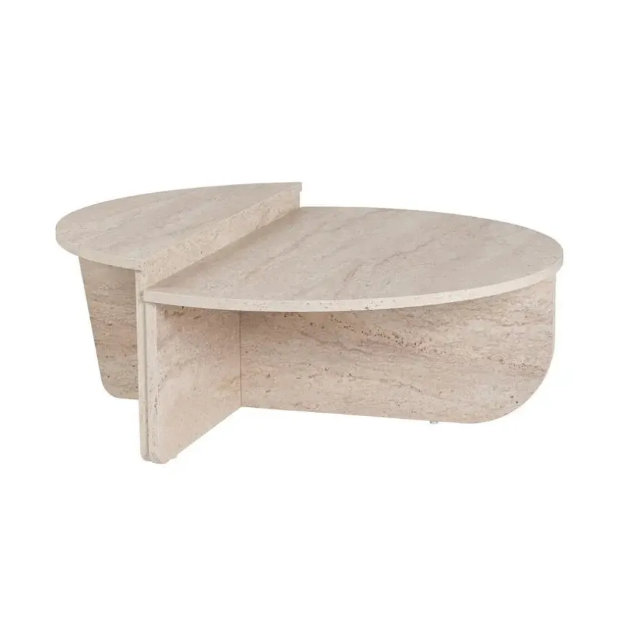 Calicosy - Set van 2 Salontafels ORION - Travertijn - 35x90x90 cm