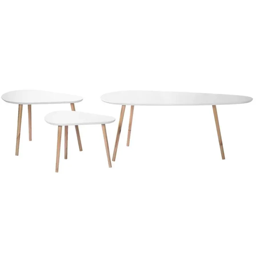 Salontafels-Calicosy - Set van 3 salontafels - Wit - 42x103x50 cm