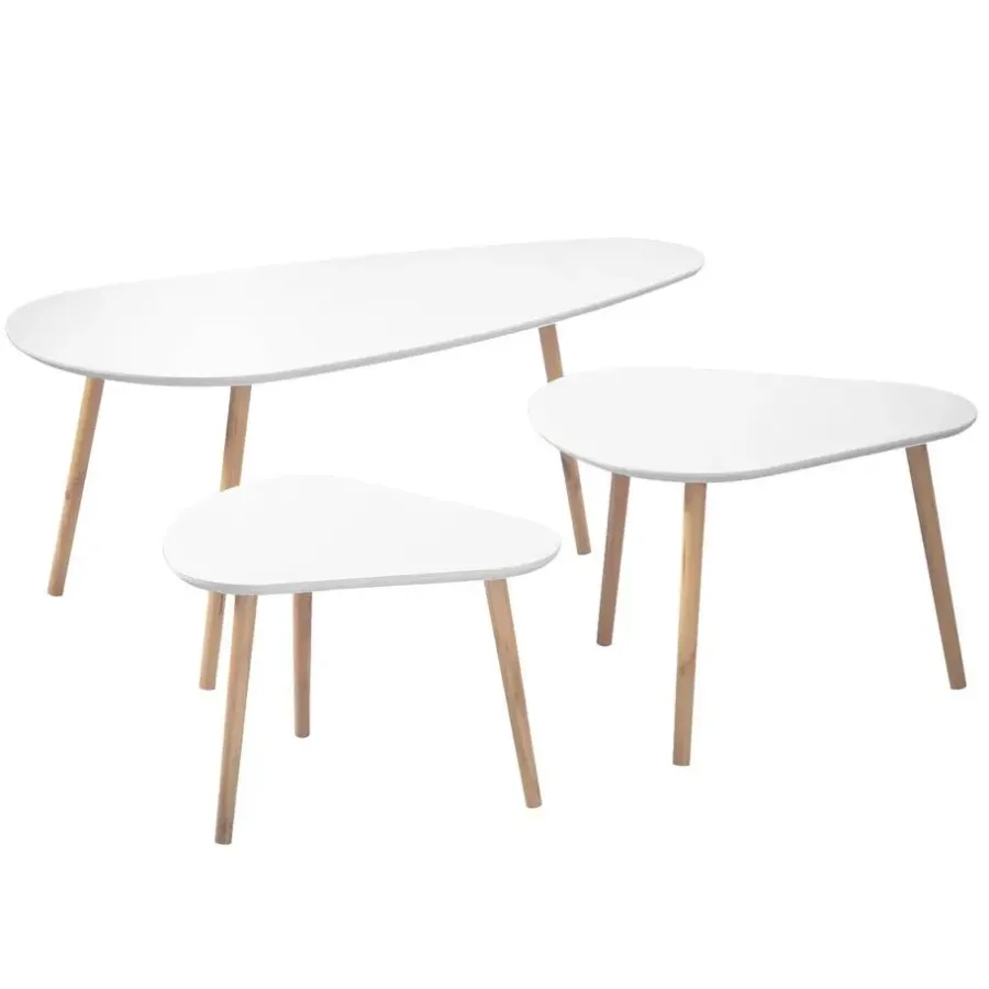 Salontafels-Calicosy - Set van 3 salontafels - Wit - 42x103x50 cm