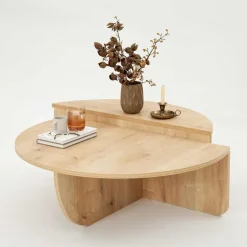 Salontafels-Calicosy - Set van 2 Salontafels ORION - Licht hout - 35x90x90 cm