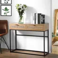 Sidetables-Calicosy - Sidetable JAYA - Licht hout - 80x100x35 cm