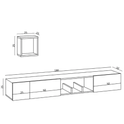 Tv Meubels-Calicosy - TV-Meubel AVIOR - Licht hout - 25x180x32 cm