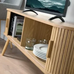 Tv Meubels-Calicosy - TV-Meubel ERNEST - Licht hout - 55x119x39 cm