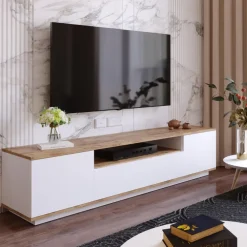 Calicosy - TV-Meubel FR7-AA - Handgemaakt eiken / wit - 44,6x180x44,5 cm