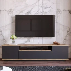 Calicosy - TV-Meubel FR7-AA - Handgemaakt eiken / grijs - 44,6x180x44,5 cm