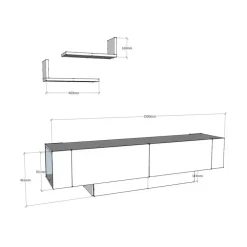 Calicosy - TV-Meubel MATERA - Wit - 41,6x150x31,5 cm
