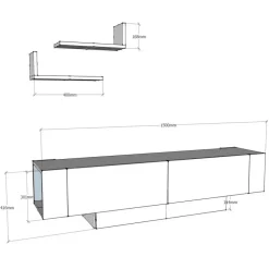 Calicosy - TV-Meubel MATERA - Wit - 41,6x150x31,5 cm