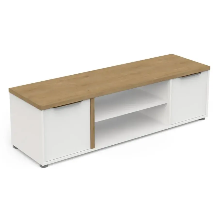 Calicosy - Tv-meubel met 2 nissen ACCESS - Eikenhout - 39,1x134,8x39,6 cm
