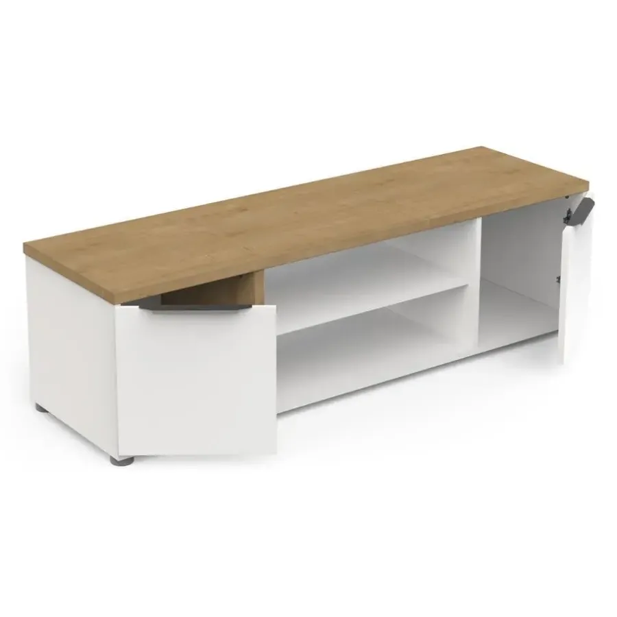 Calicosy - Tv-meubel met 2 nissen ACCESS - Eikenhout - 39,1x134,8x39,6 cm