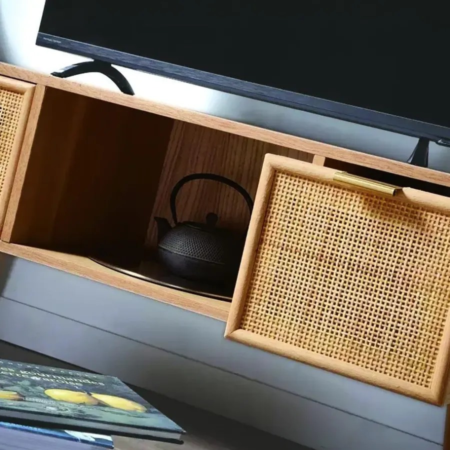 Tv Meubels-Calicosy - TV-Meubel MIYA - Licht hout - 45x100x42 cm