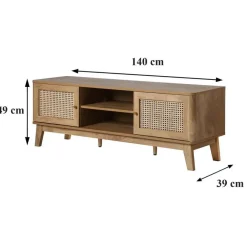 Tv Meubels-Calicosy - TV-Meubel PALMO - Licht hout - 49x140x39 cm