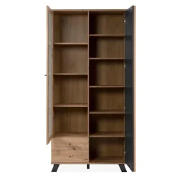 Calicosy - Vitrinekast LUBLIN - Licht hout - 198x92x40 cm