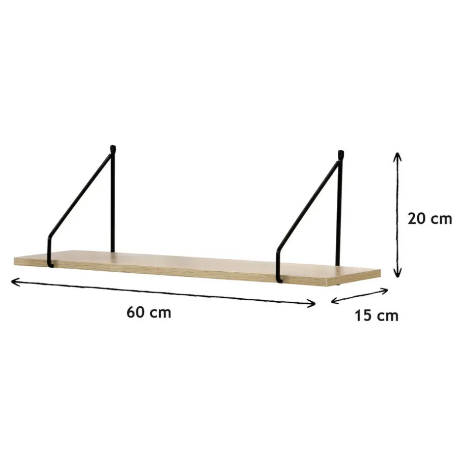 Wandplanken-Calicosy - Wandrek - Licht hout - 20x60x15 cm