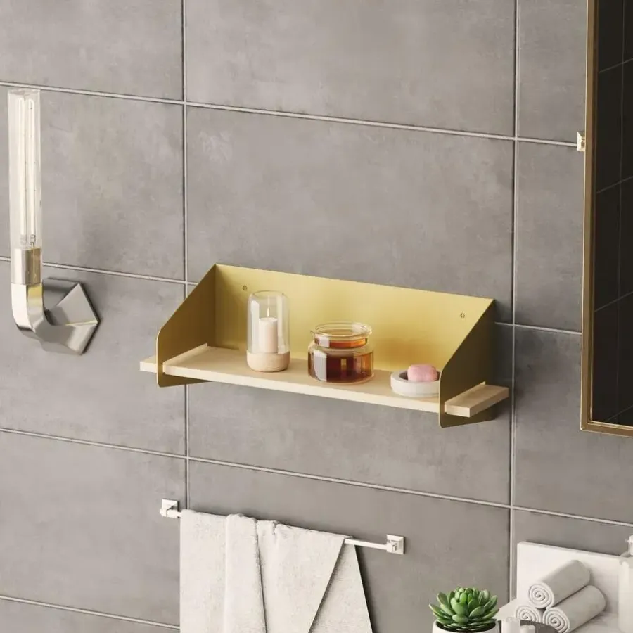 Wandplanken-Calicosy - Wandrek WREN - Goud/Hout - 20x60x19 cm