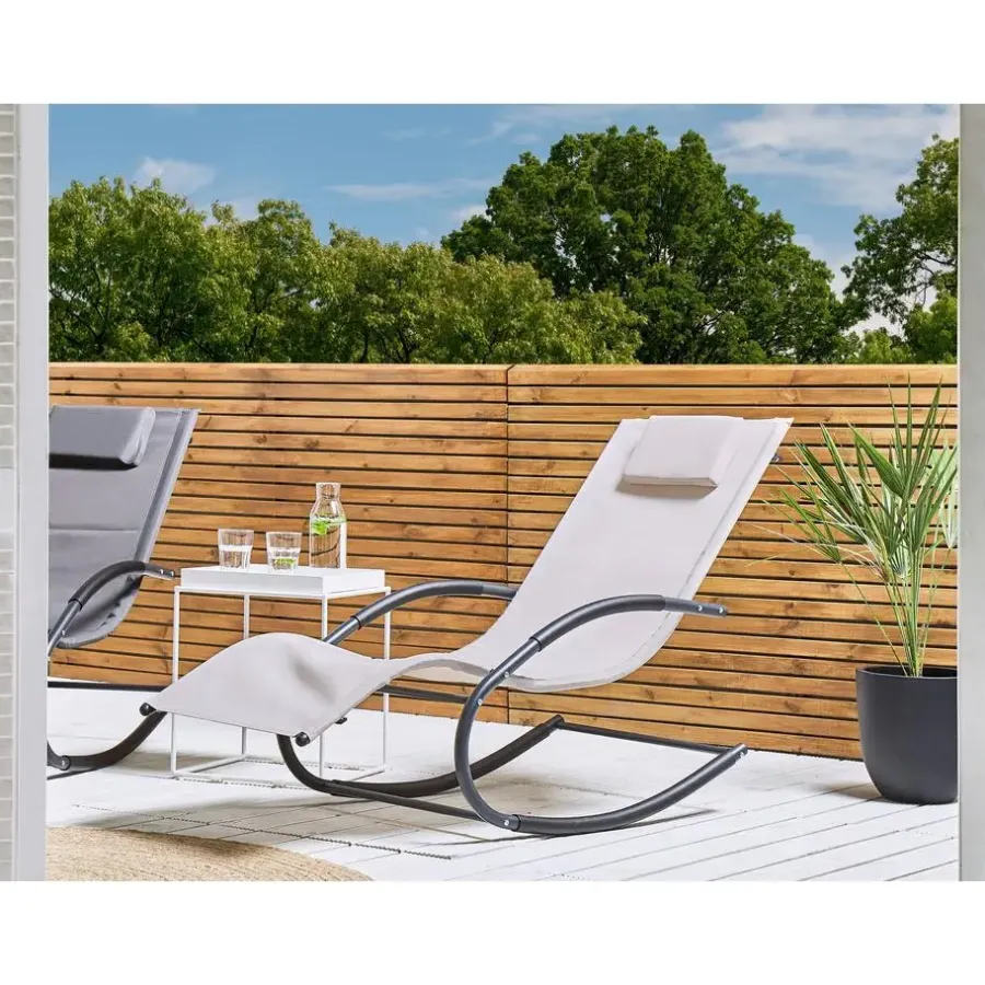 Ligbedden-Beliani CARANO II - Strandstoel - Beige - Staal