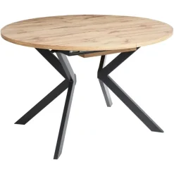 Ronde Eettafels-Beliani CARLEA - Uitschuifbare eettafel - Lichtbruin - MDF