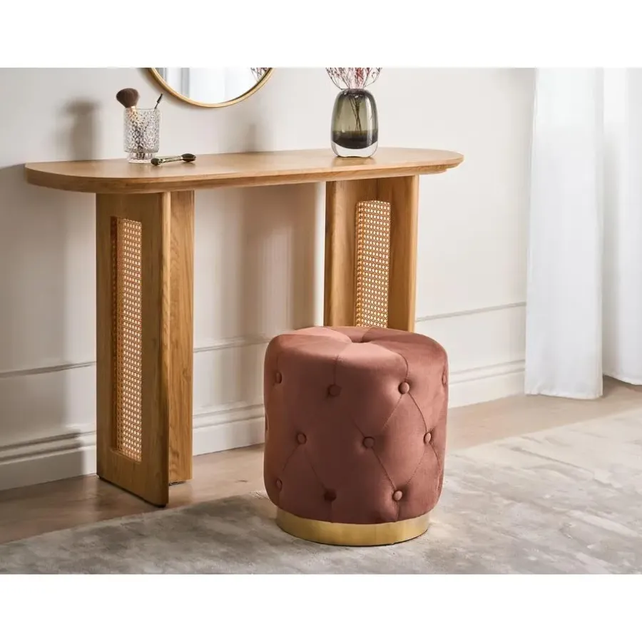 Leen Bakker CARROLLTON - Poef - Bruin - 40 cm - Fluweel