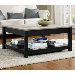 Salontafels-Dorel Home Carver - Salontafel met 1 plank in zwarte houtlook