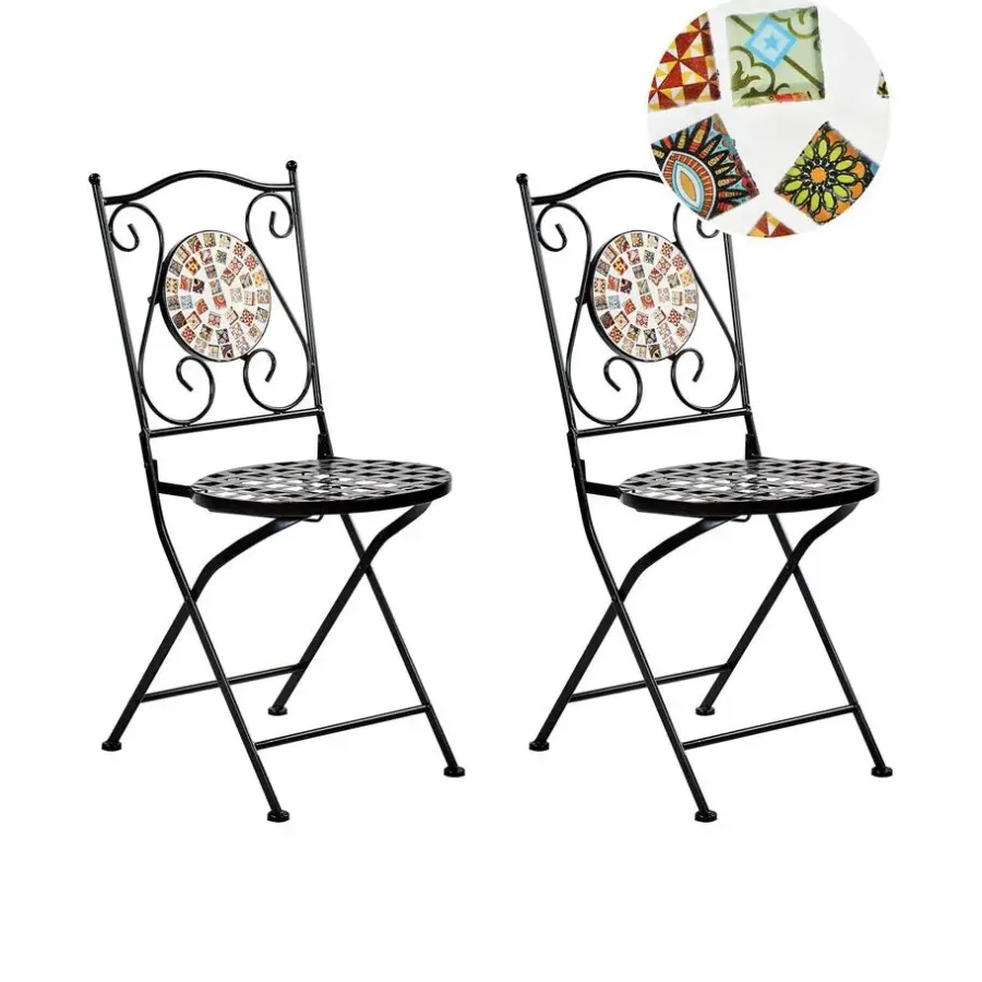 Bistro- & Balkonsets-Beliani CASARIO - Tuinstoel set van 2 - Zwart - Metaal