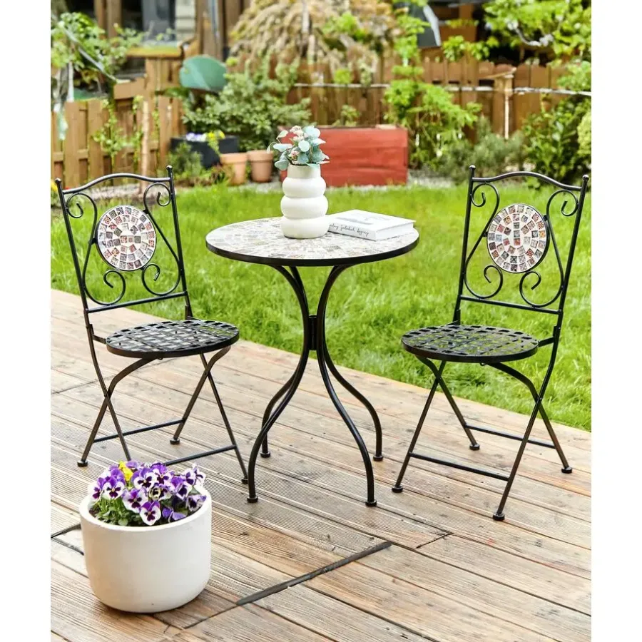 Bistro- & Balkonsets-Beliani CASARIO - Tuinstoel set van 2 - Zwart - Metaal