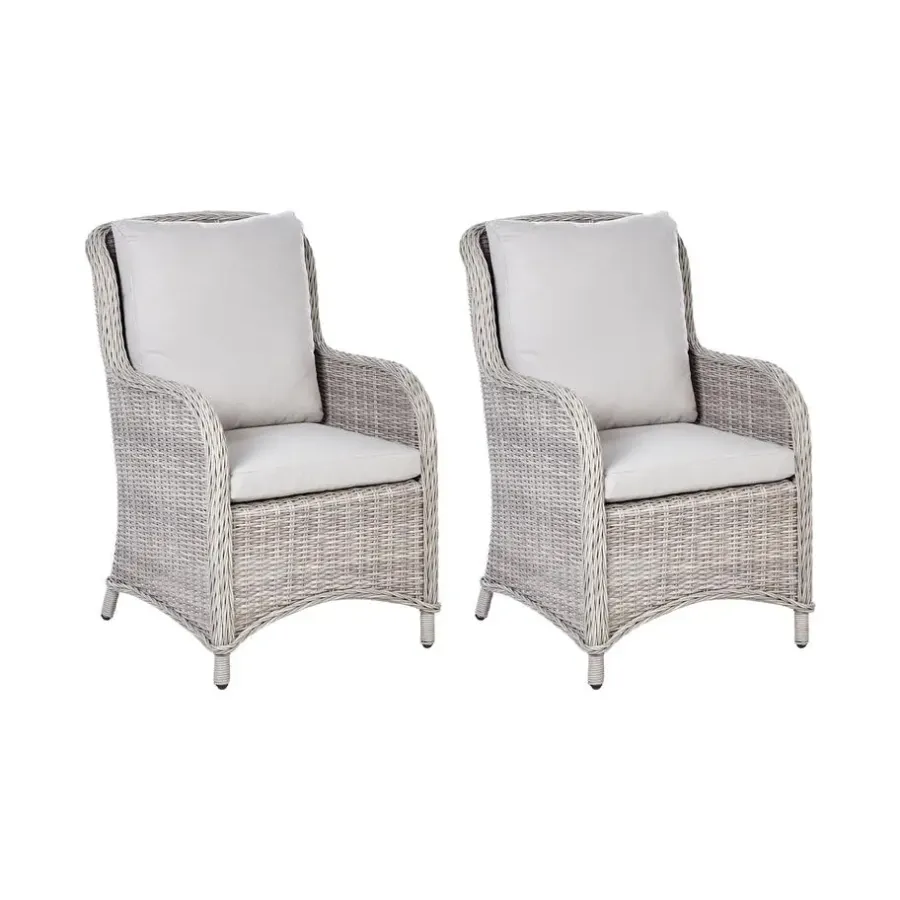 Beliani CASCAIS - Tuinstoel set van 2 - Beige - PE rotan