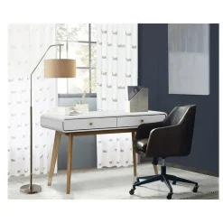 Bureaus-Loft24 Cassie - Bureau met 2 laden in eiken look / wit