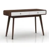Loft24 Cassie - Bureau walnoot en wit spaanplaat 2-deurs