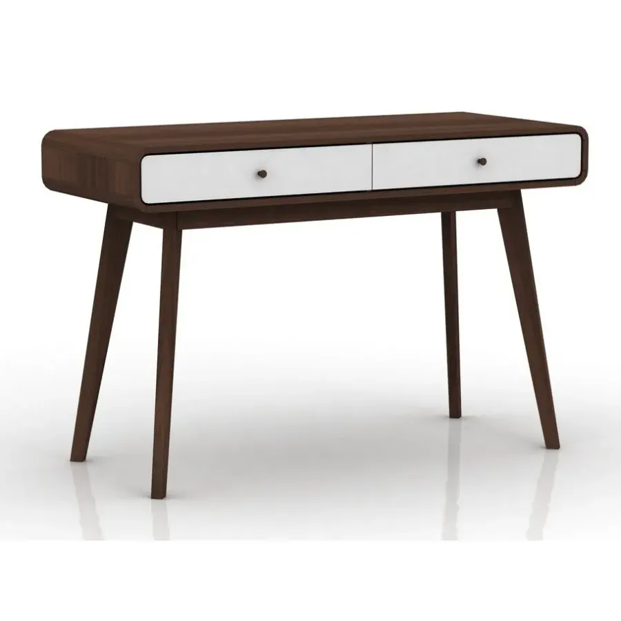 Loft24 Cassie - Bureau walnoot en wit spaanplaat 2-deurs