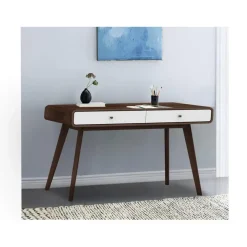 Loft24 Cassie - Bureau walnoot en wit spaanplaat 2-deurs