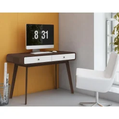 Loft24 Cassie - Bureau walnoot en wit spaanplaat 2-deurs