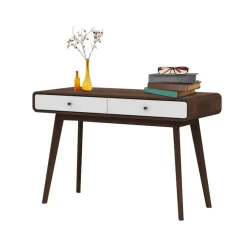 Loft24 Cassie - Bureau walnoot en wit spaanplaat 2-deurs