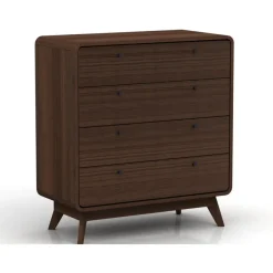 Ladekasten|Ladekasten-Loft24 Cassie - Commode met 4 laden in walnoot spaanplaat