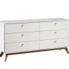 Ladekasten|Ladekasten-Loft24 Cassie - Commode van 3+3 laden in witte spaanplaat